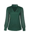 Green 1940s Round Neck Satin Puff Sleeve Blouse