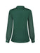 Green 1940s Round Neck Satin Puff Sleeve Blouse