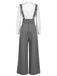 2PCS 1940s Satin Puff Sleeve Blouse & Glen Plaid Overall Pants