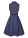 [Pre-Sale] Blue 1940s Solid Lapel Belt Dress