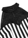Black 1930s Spiderweb Mesh Stripe Fishtail Dress