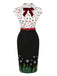 Black 1960s Christmas Tree Reindeer Snowflake Pencil Dress