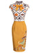 [Pre-Sale] Yellow 1960s Bats Bow Lapel Pencil Dress