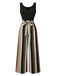 Black 1950s Stripes Knitted Belted Jumpsuit