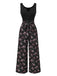 [Pre-Sale] Black 1950s Floral Knitted Belted Jumpsuit