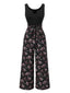 [Pre-Sale] Black 1950s Floral Knitted Belted Jumpsuit