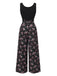 [Pre-Sale] Black 1950s Floral Knitted Belted Jumpsuit