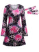 1970s Stars Disco Hippie Style Dress With Scarf