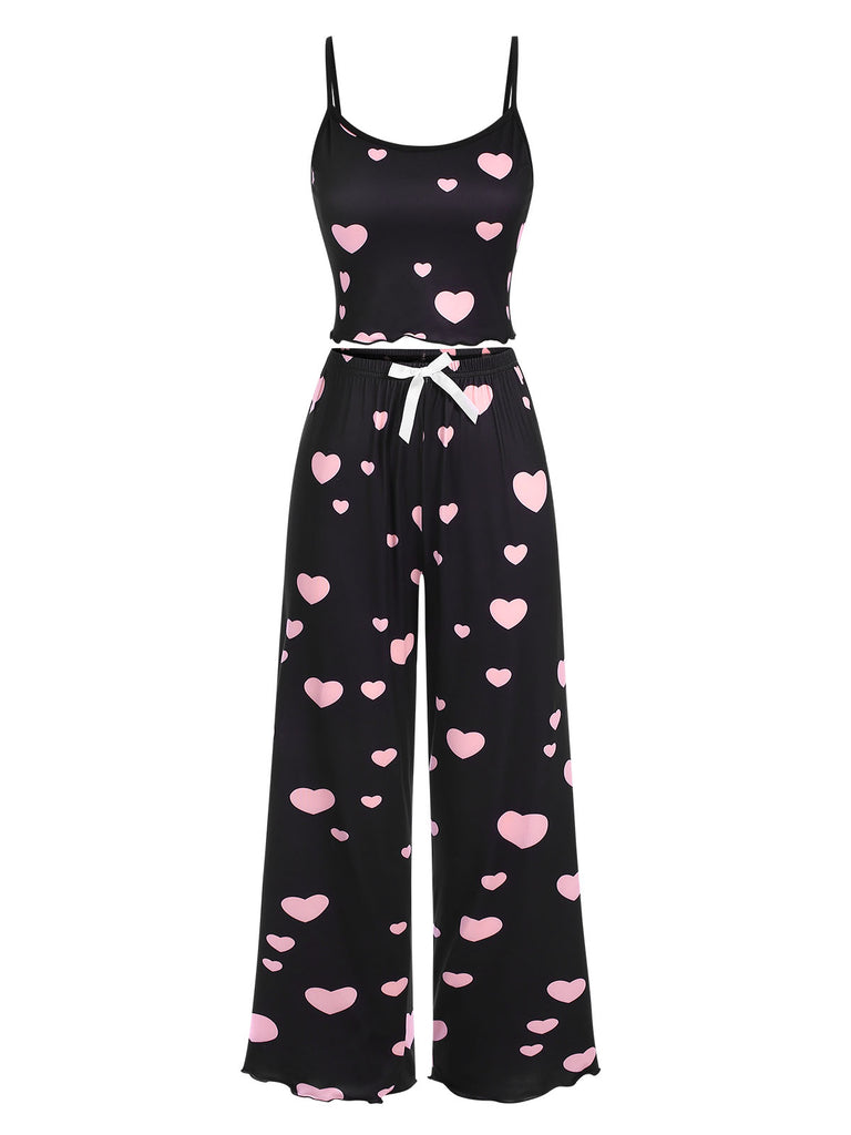 Black 1930s Heart Pajama Set