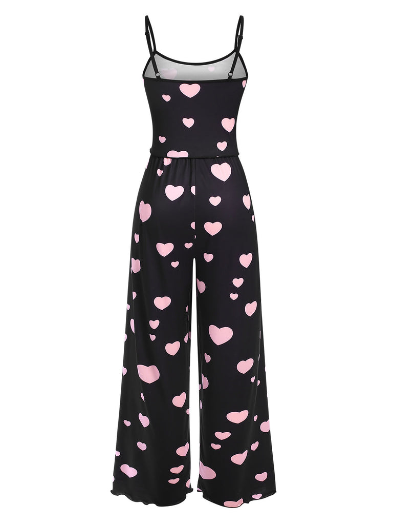 Black 1930s Heart Pajama Set