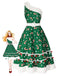 Red 1950s Candy Cane One-Shoulder Dress