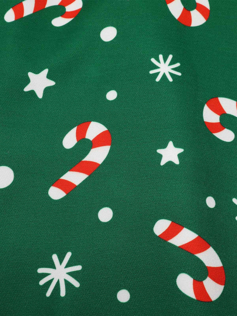 Red 1950s Candy Cane One-Shoulder Dress