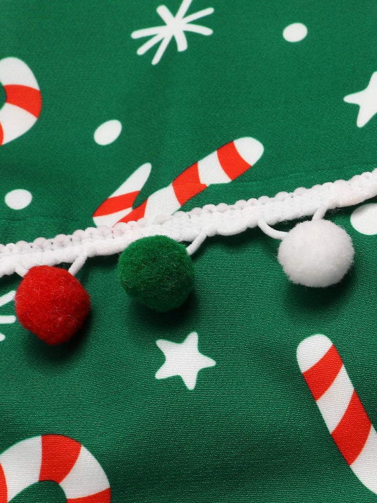 Red 1950s Candy Cane One-Shoulder Dress
