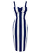 [Pre-Sale] Blue 1960s Vertical Stripe Straps Pencil Dress