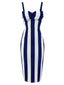 [Pre-Sale] Blue 1960s Vertical Stripe Straps Pencil Dress