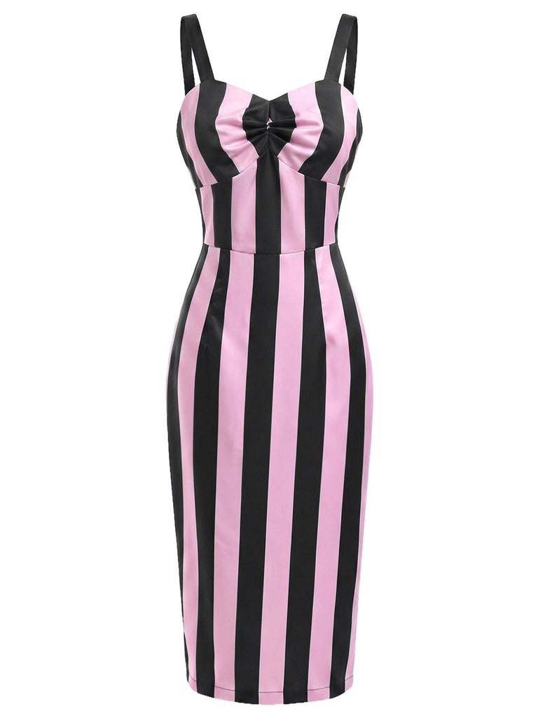 black white vertical striped dress 1960s Stripe Straps Pencil The elegant V Length:Above Knee blazers Women's Outfit: Black Lace