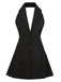 1980s Halter V-Neck Backless Sleeveless Solid Dress