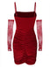 1960s Solid Velvet Sling Dress With Sleeves