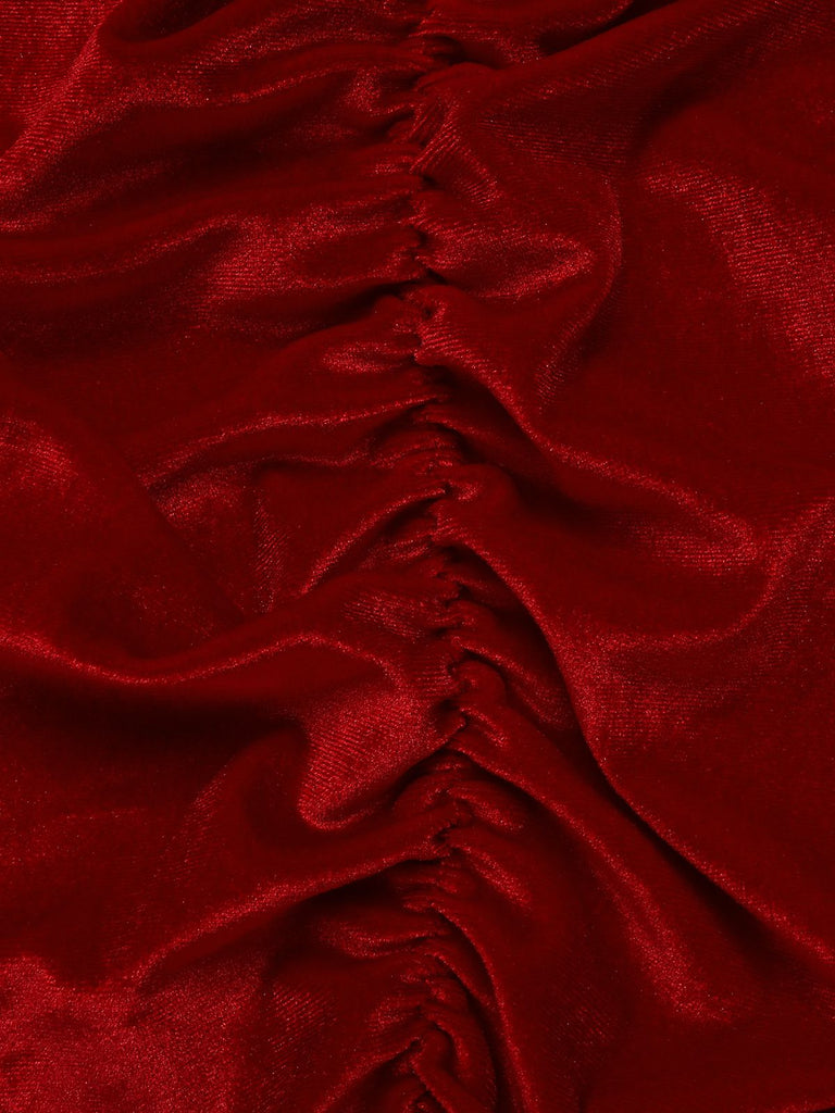 1960s Solid Velvet Sling Dress With Sleeves