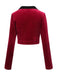 Red 1930s Contrast Lapel Velvet Bolero Jacket