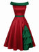 Red & Green 1950s Chrismtas Tree Off-Shoulder Dress