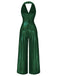 [Pre-Sale] Silver 1970s Solid V-Neck Halter Jumpsuit