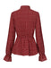 Red 1940s Polka Dot Lace-Up Chiffon Blouse