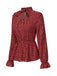 Red 1940s Polka Dot Lace-Up Chiffon Blouse