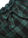 Green 1960s Off Shoulder Bow Tartan Pencil Dress