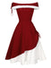 Red 1950s Christmas Plush Off-Shoulder Dress