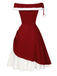 Red 1950s Christmas Plush Off-Shoulder Dress