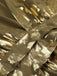 Metallic Gold 1980s Floral Deep V-Neck Cocktail Dress