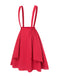 Red 1940s Solid Layered Suspender Skirt