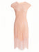 Pink 1920s Tassel Cap Sleeves Sequined Dress