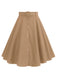 1950s Solid Pleated Button Belted Skirt