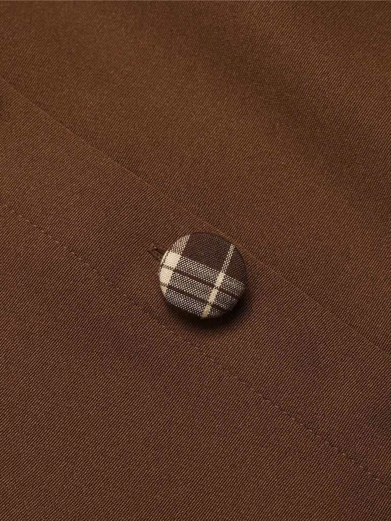 Brown 1950s Plaids Lapel Patchwork Dress