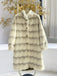 Beige 1950s Stripe Faux Fur Plush Coat