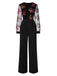 Black 1970s Embroidered Floral Jumpsuit