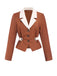 Brown 1940s Color Block Lapel Coat