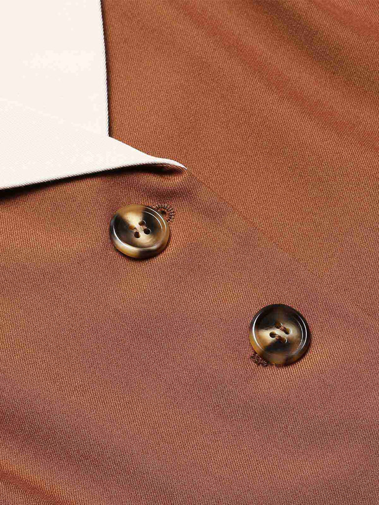 Brown 1940s Color Block Lapel Coat