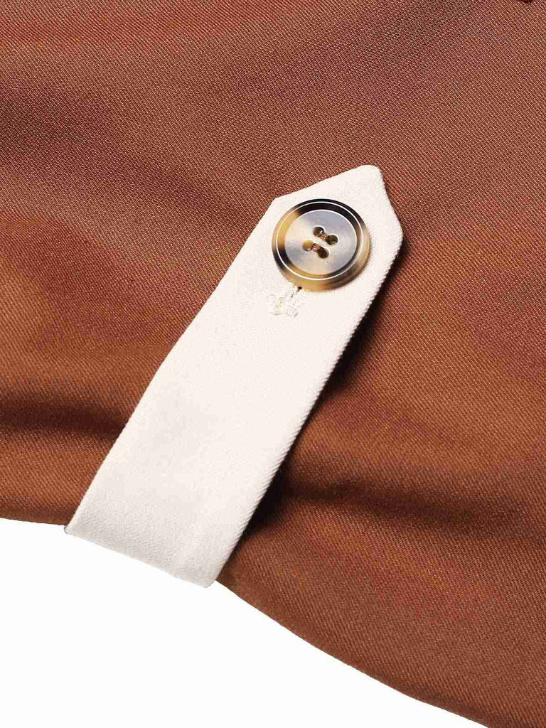 Brown 1940s Color Block Lapel Coat