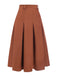 Brown 1940s Solid A-Line Pleated Skirt