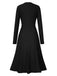 1940s V-Neck Wrap Waist A-Line Midi Dress