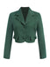 2PCS Green 1940s Lapel Button Blazer & Plaids Dress