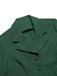 2PCS Green 1940s Lapel Button Blazer & Plaids Dress