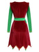 Red 1960s Christmas Wave Hem Contrast Dress