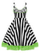 [Pre-Sale] [Plus Size] Black&White 1950s Striped Fluorescent Green Lace Dress