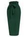 Green 1960s Solid Belted Pencil Skirt