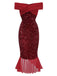 Red 1930s Sequined Off-Shoulder Dress