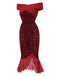 Red 1930s Sequined Off-Shoulder Dress